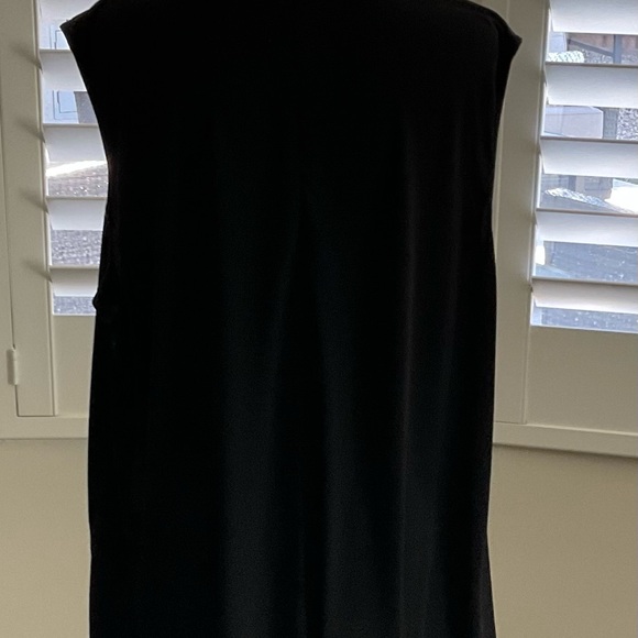 Calvin Klein Sleeveless Black Blouse Partial Leather Design 2X - Picture 2 of 2